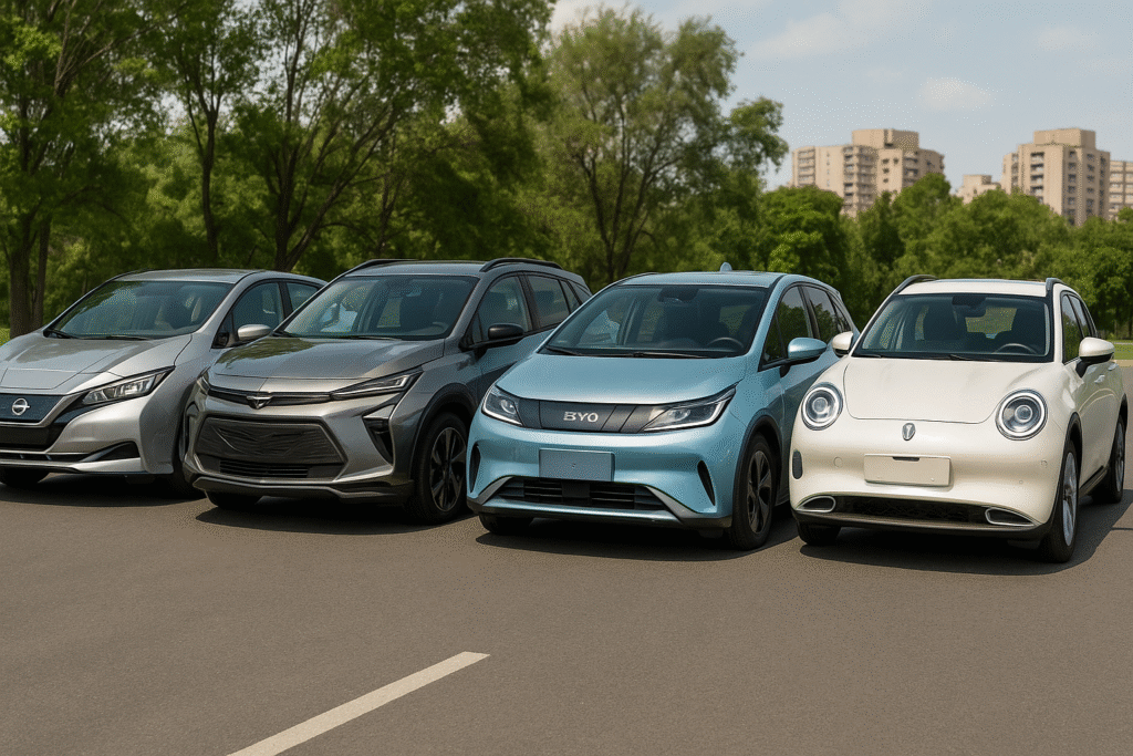 Nissan Leaf, Chevrolet Bolt ,BYD Dolphin e GWM Ora